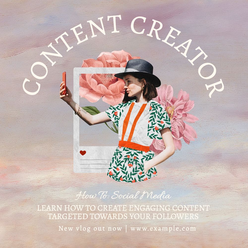 Content creator Instagram post template, editable text