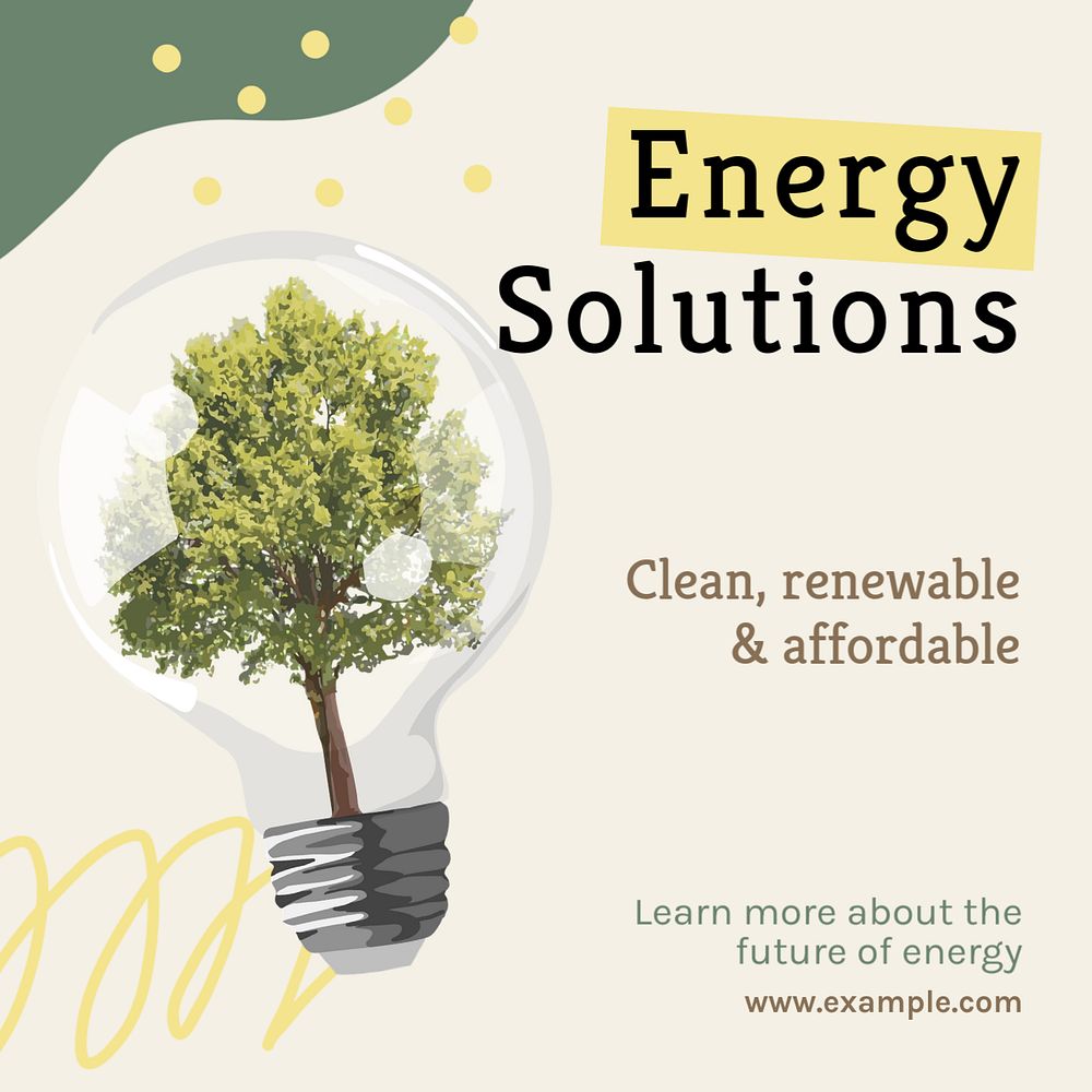 Energy solutions Instagram post template, editable text