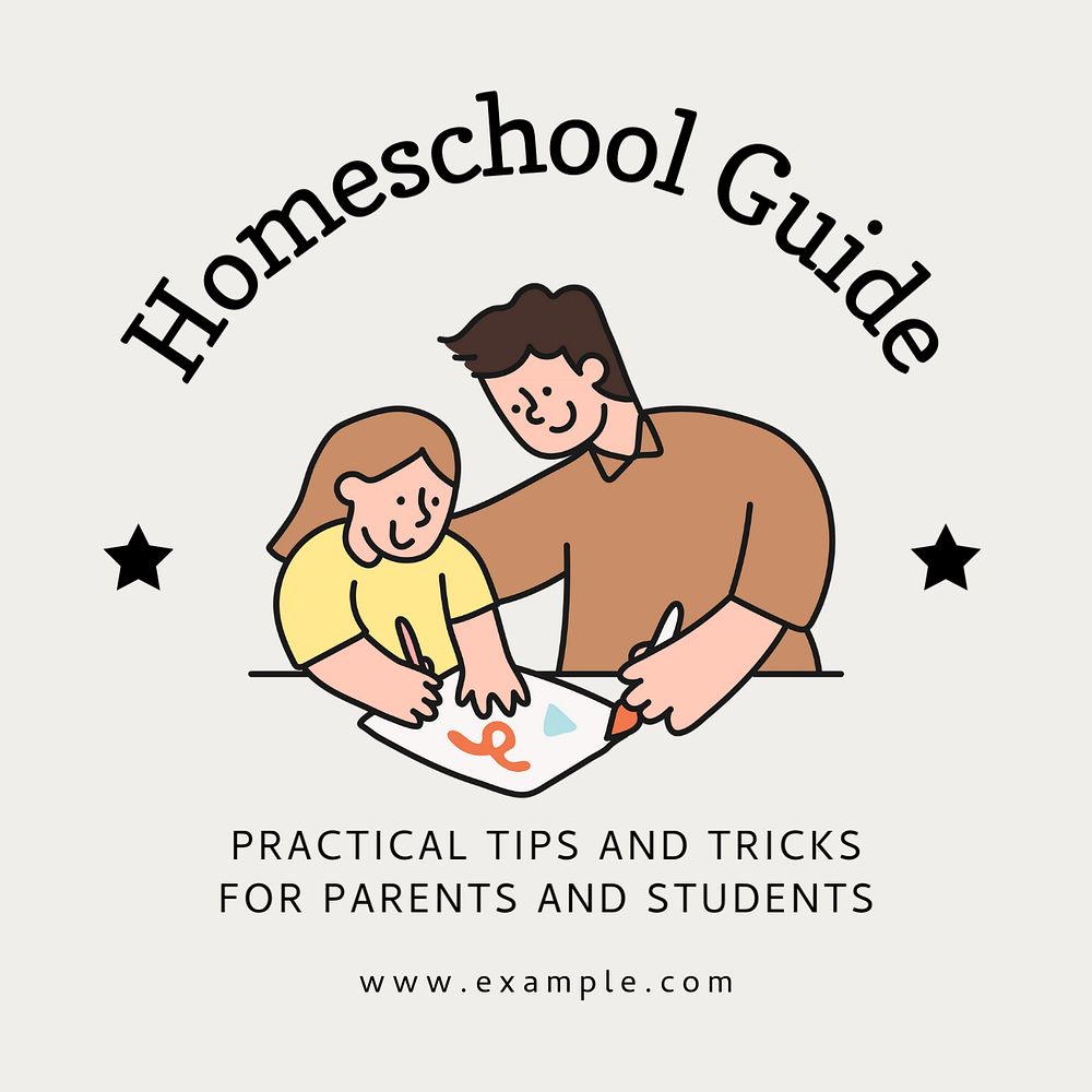 Homeschool guide Instagram post template, editable text