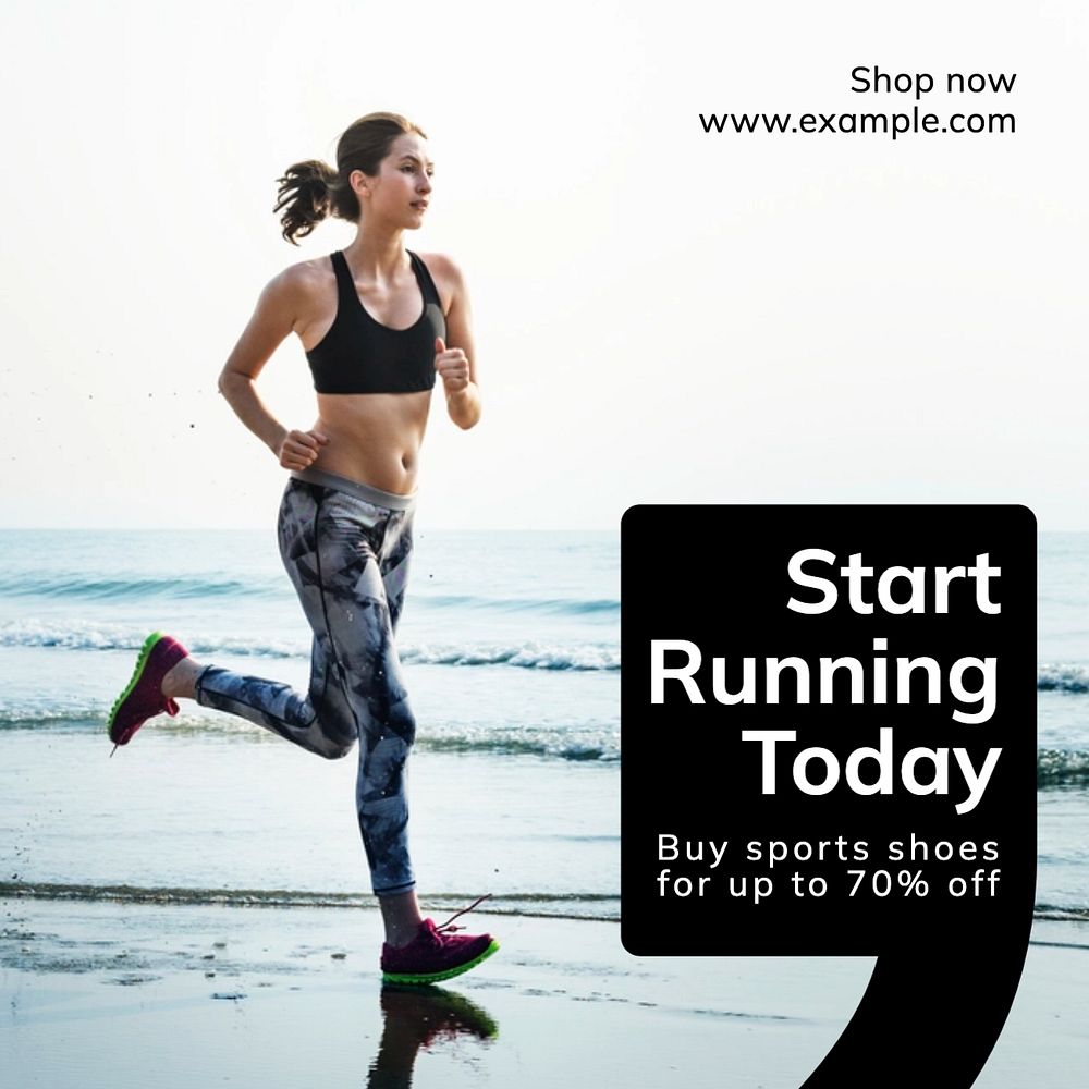 Start running today Instagram post template, editable text