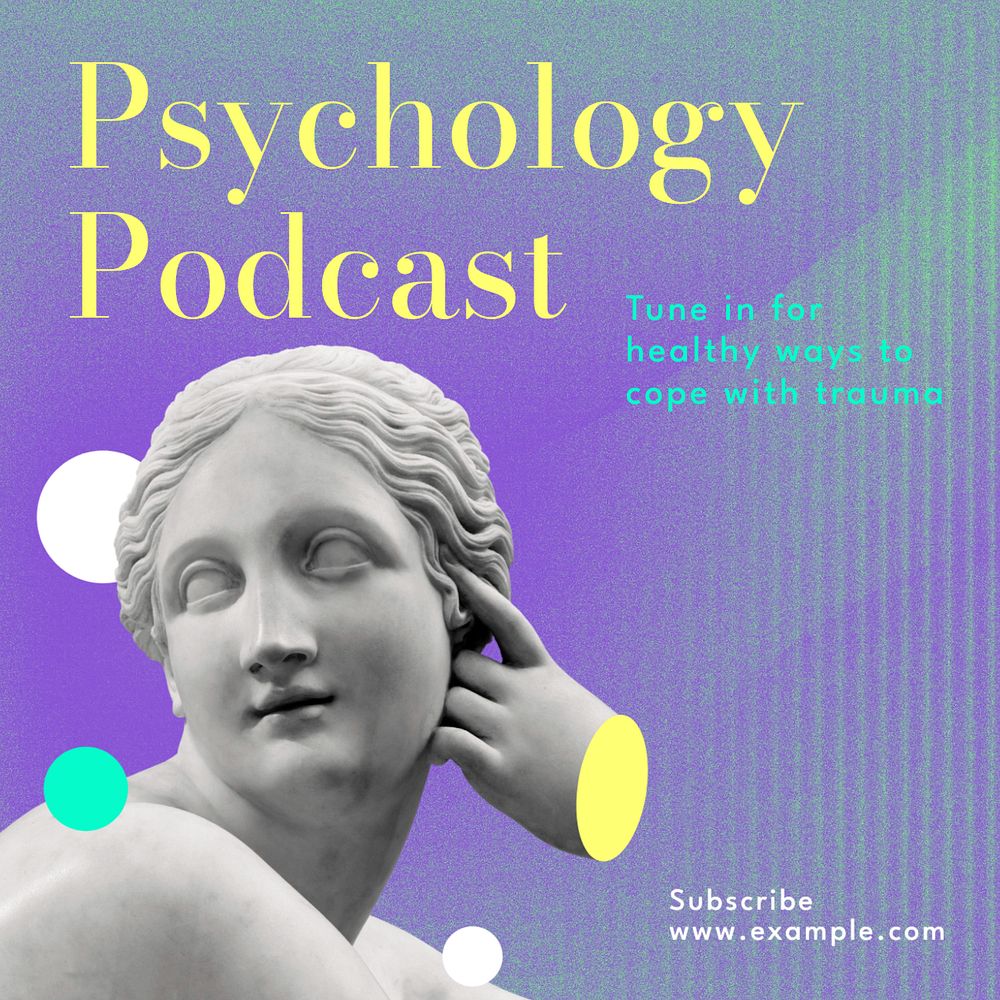 Psychology podcast Instagram post template, editable text