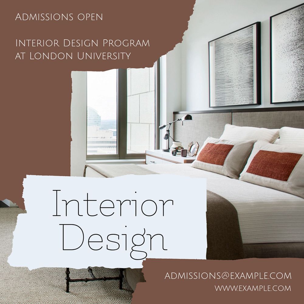 Interior design Instagram post template, editable text