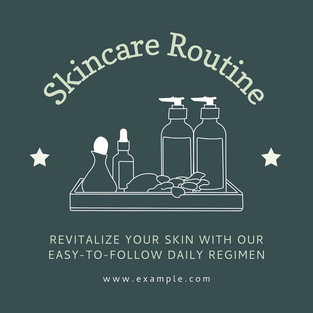 Skincare routine Instagram post template, editable text