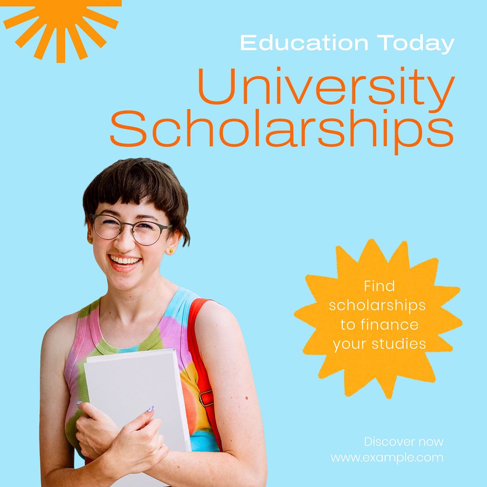 University scholarship Instagram post template, editable text