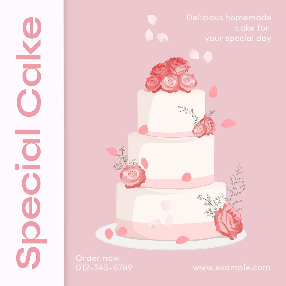 Special cake Instagram post template, editable text