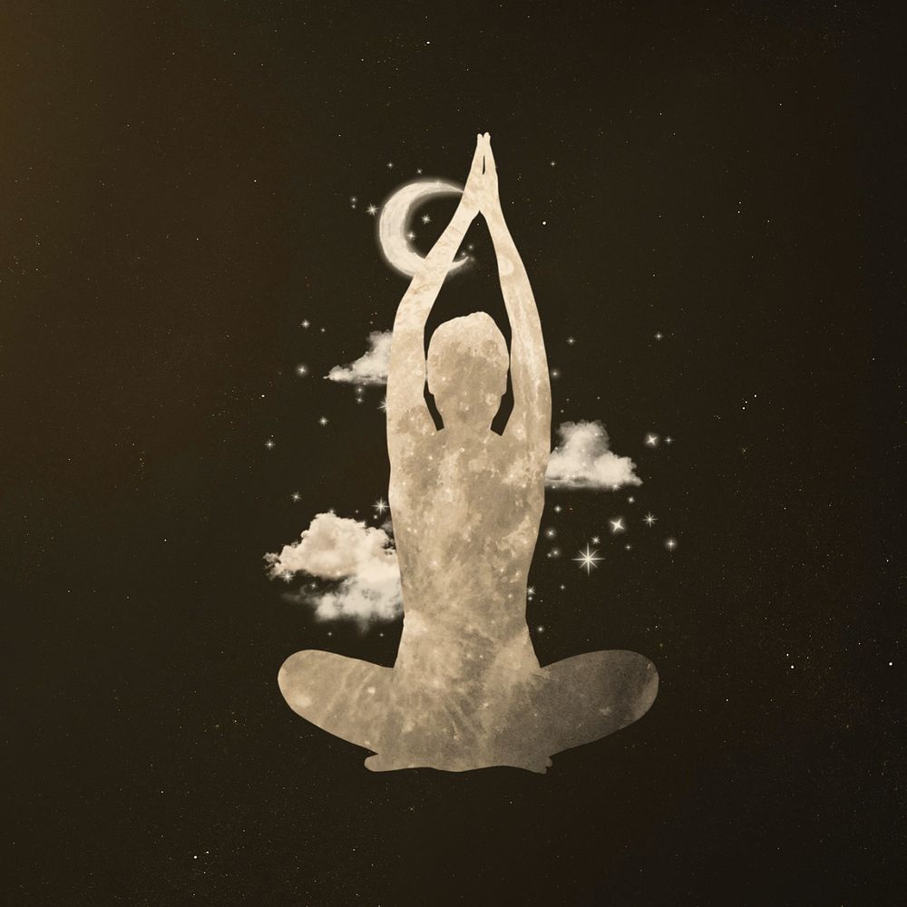 Yoga woman, galaxy silhouette editable remix