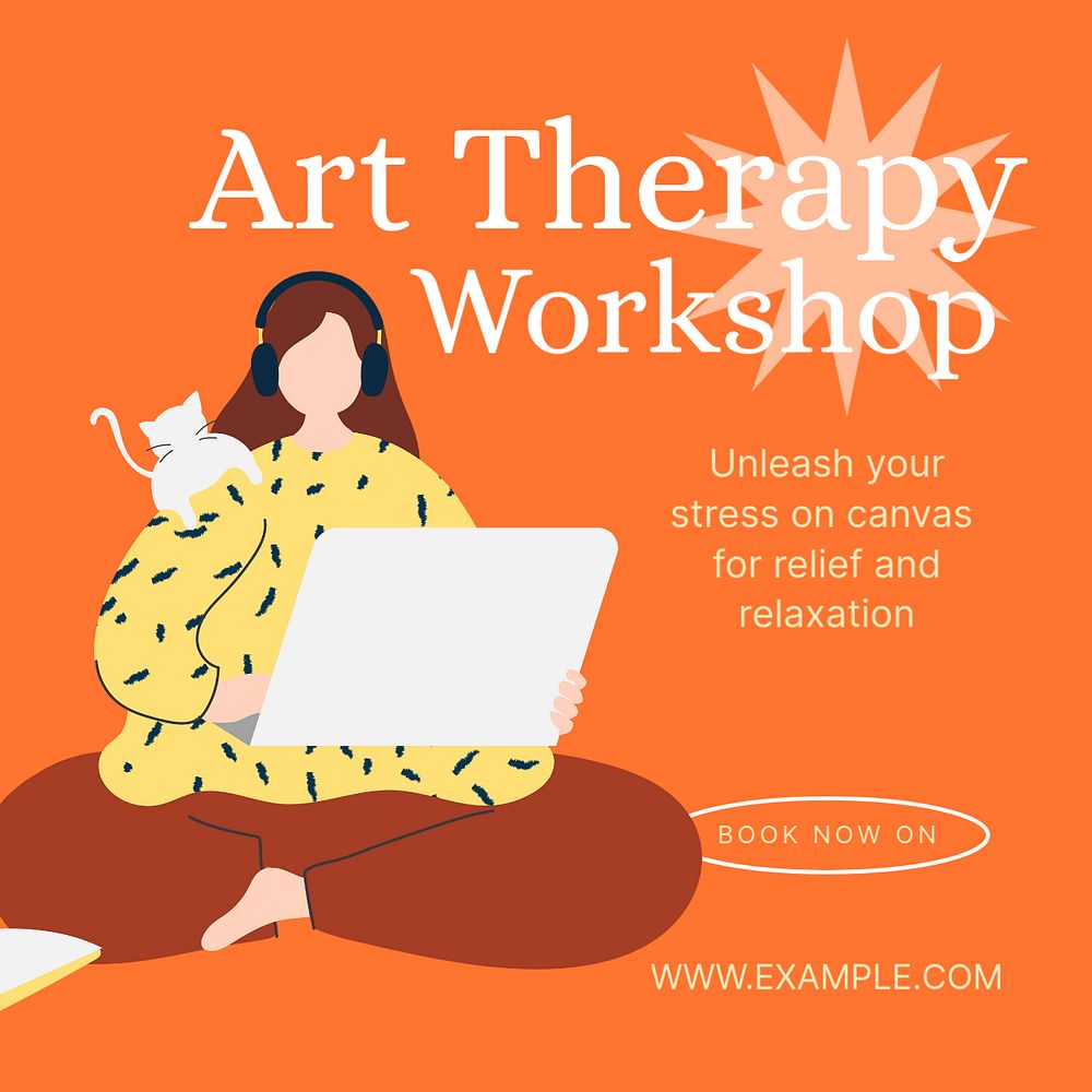 Art therapy Instagram post template, editable text