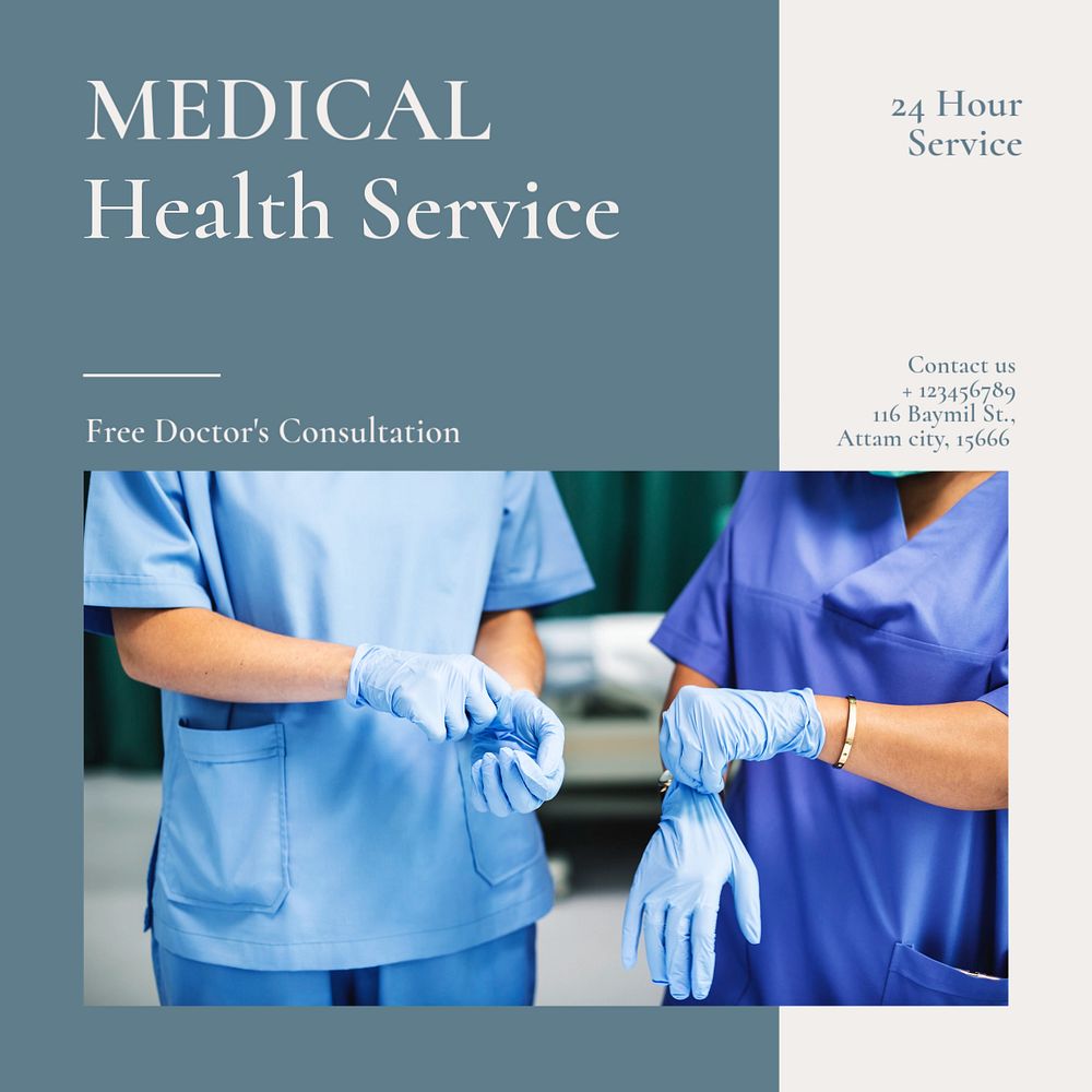 Medical healthcare service Instagram post template, editable text