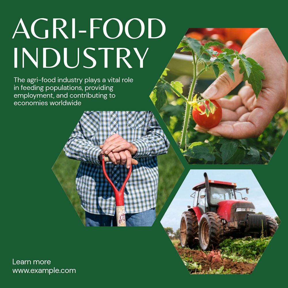 Agrifood industry Instagram post template, editable text