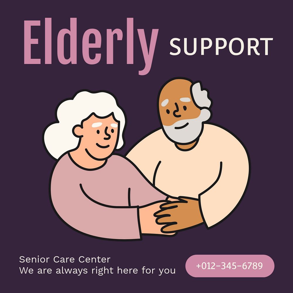 Senior support Instagram post template, editable text