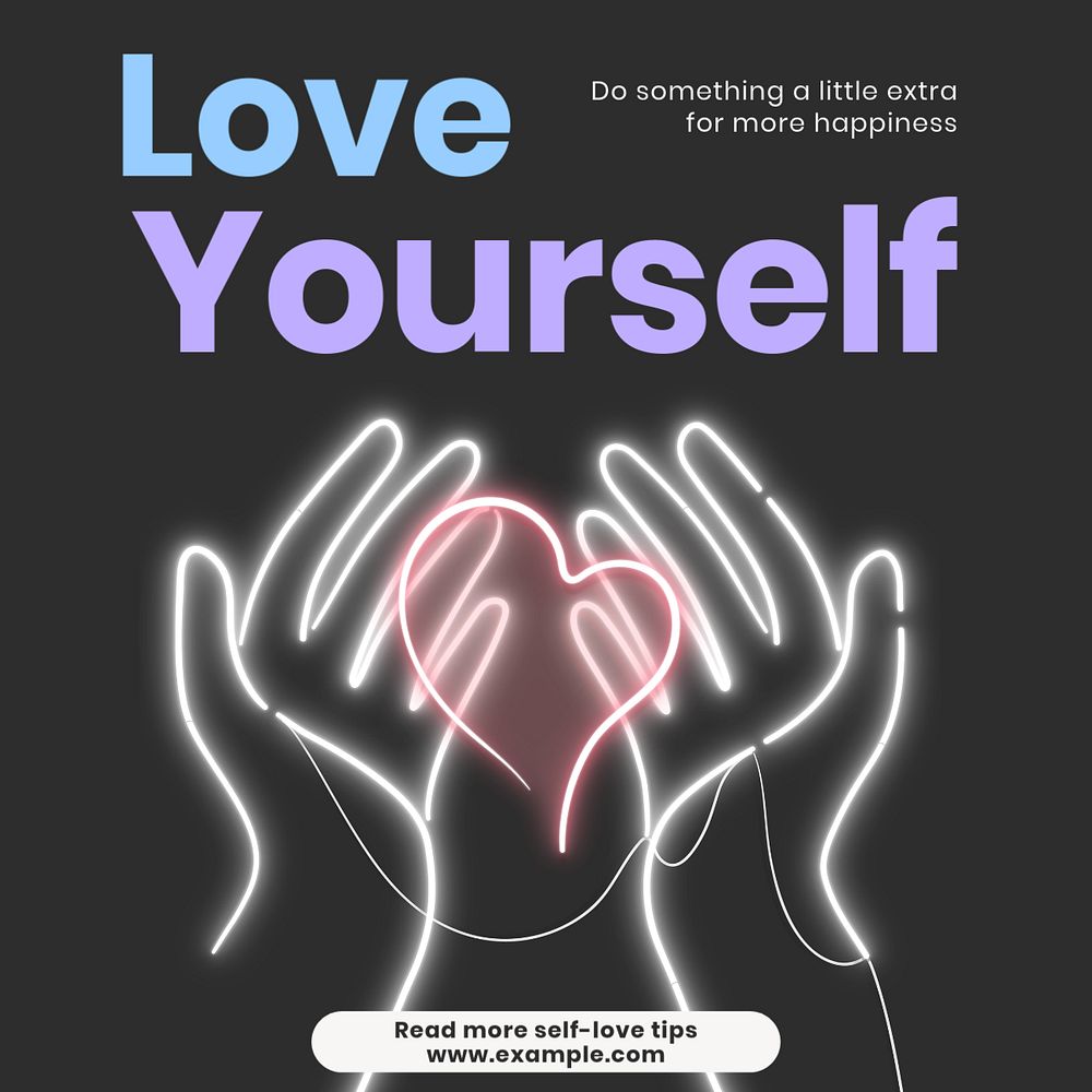 Love yourself Instagram post template, editable text