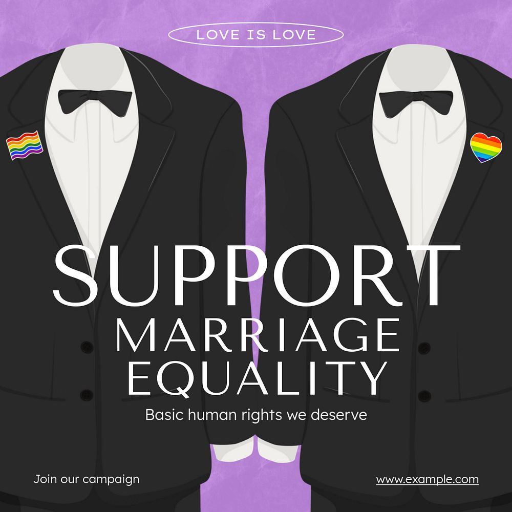 Support marriage equality Instagram post template, editable text