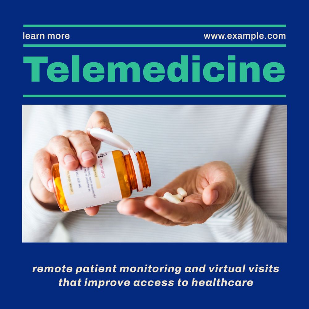 Telemedicine Instagram post template, editable text