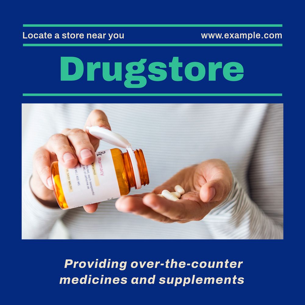 Drugstore Instagram post template, editable text