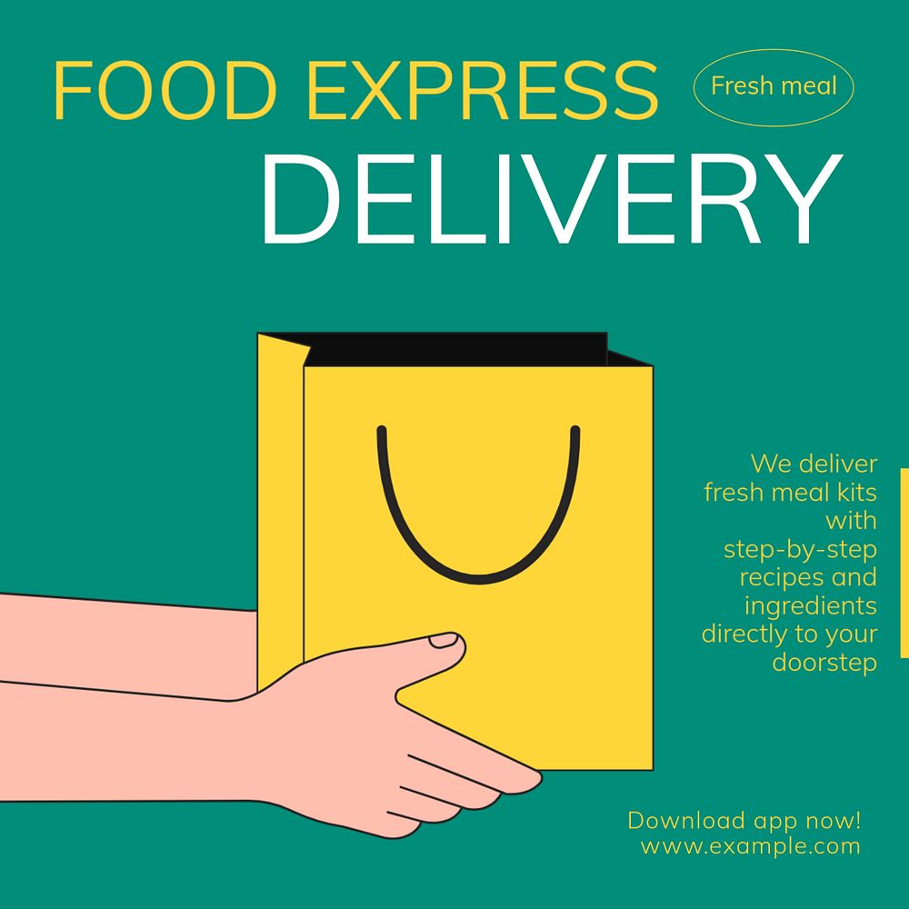 Express food delivery Instagram post template, editable text