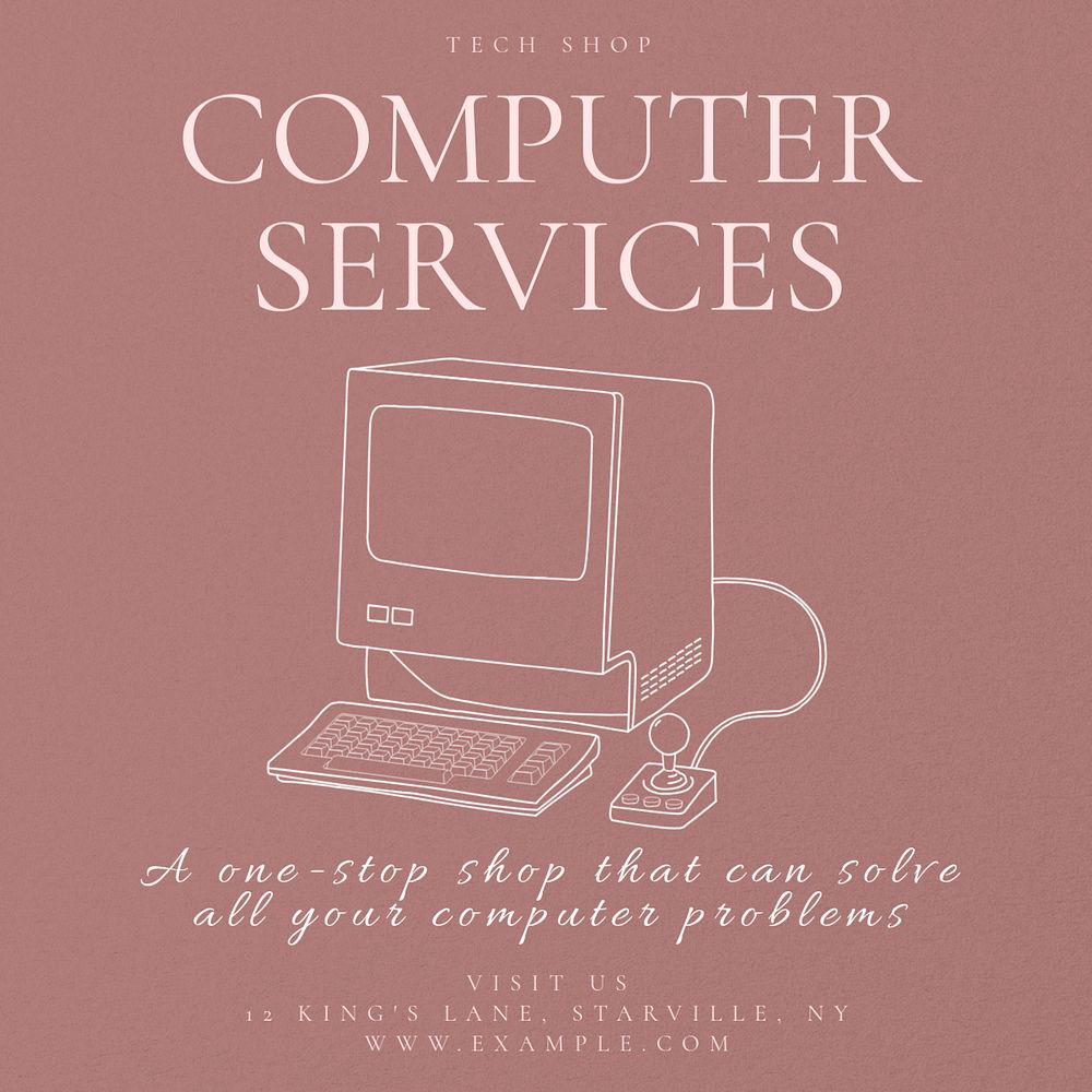 Computer services Instagram post template, editable text