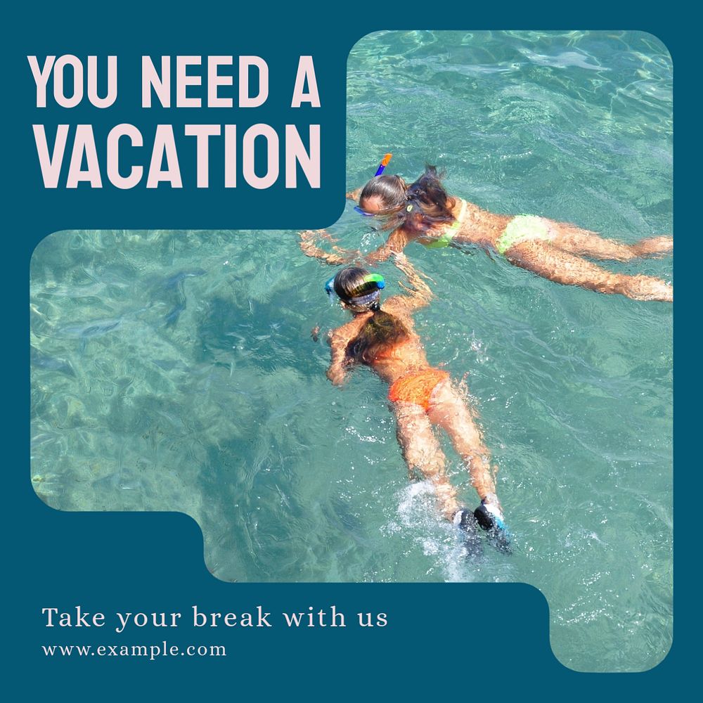 Vacation Instagram post template, editable text