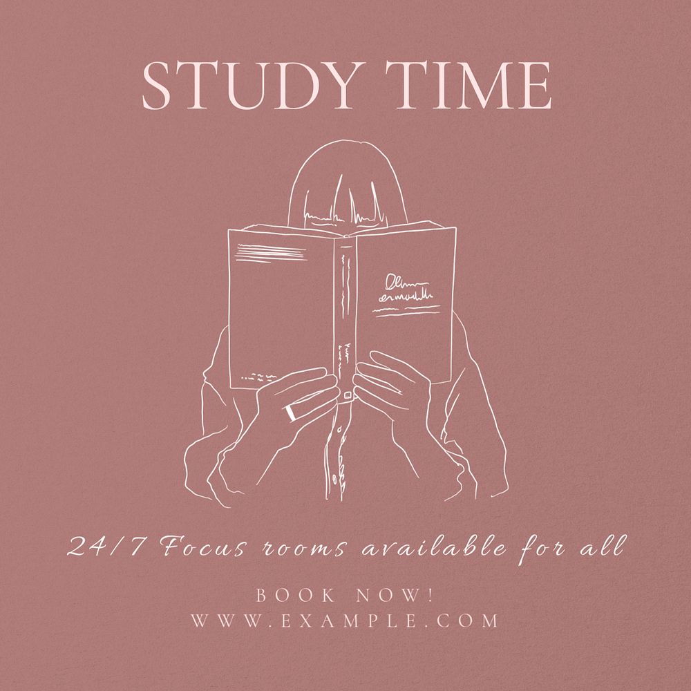 Study time Instagram post template, editable text