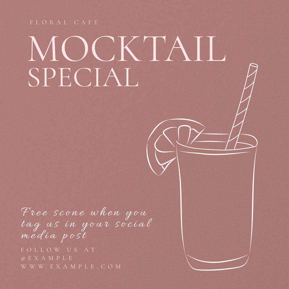 Mocktail special Instagram post template, editable text