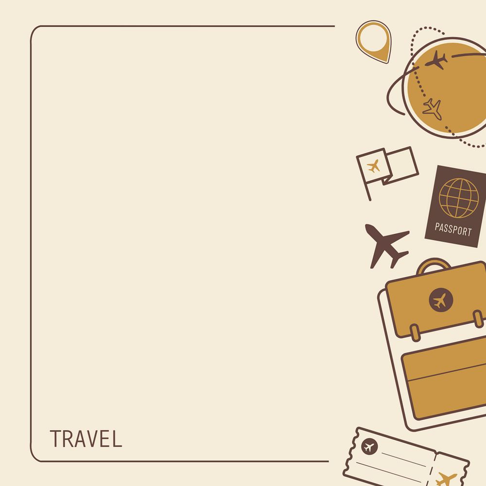 Brown global travel border frame, editable design