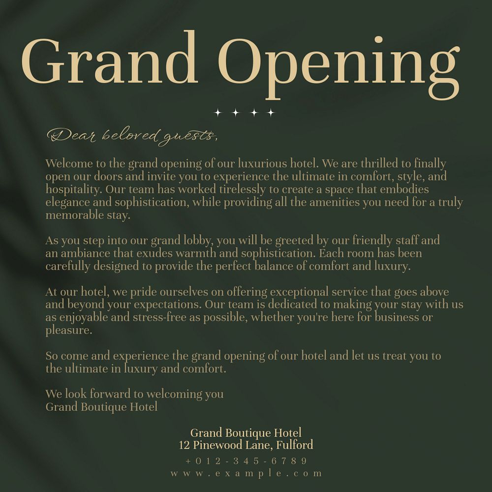 Grand opening Instagram post template, editable text