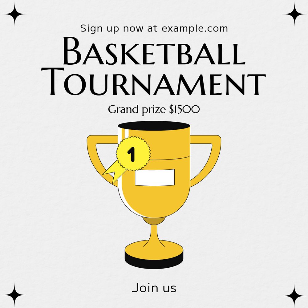 Basketball tournament Instagram post template, editable text