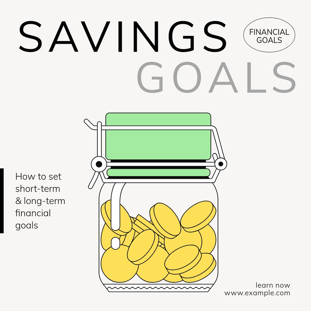 Savings goals Instagram post template, editable text