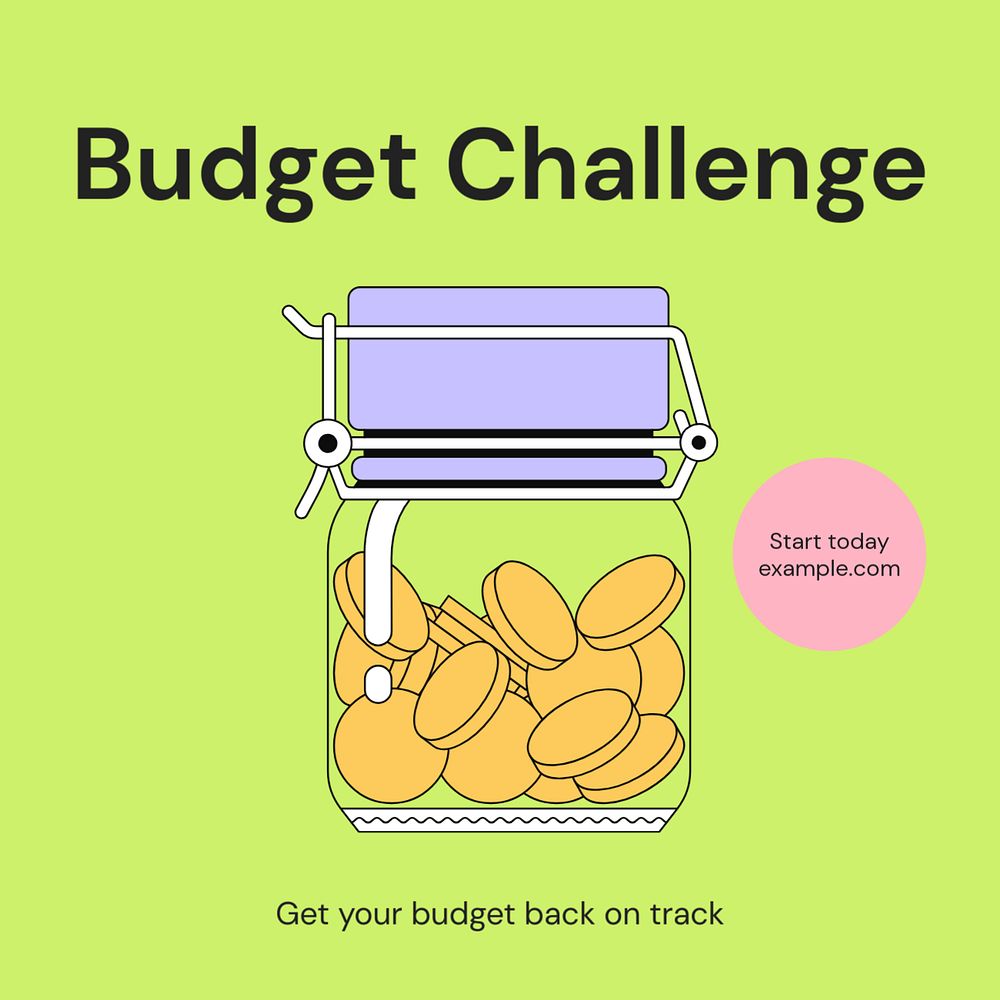 Budget challenge Instagram post template, editable text