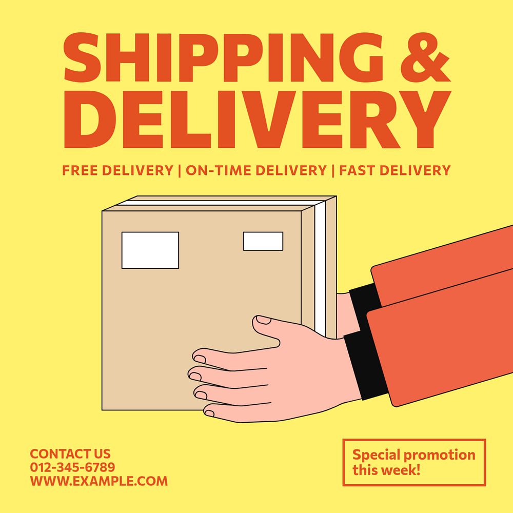 Shipping & delivery Instagram post template, editable text