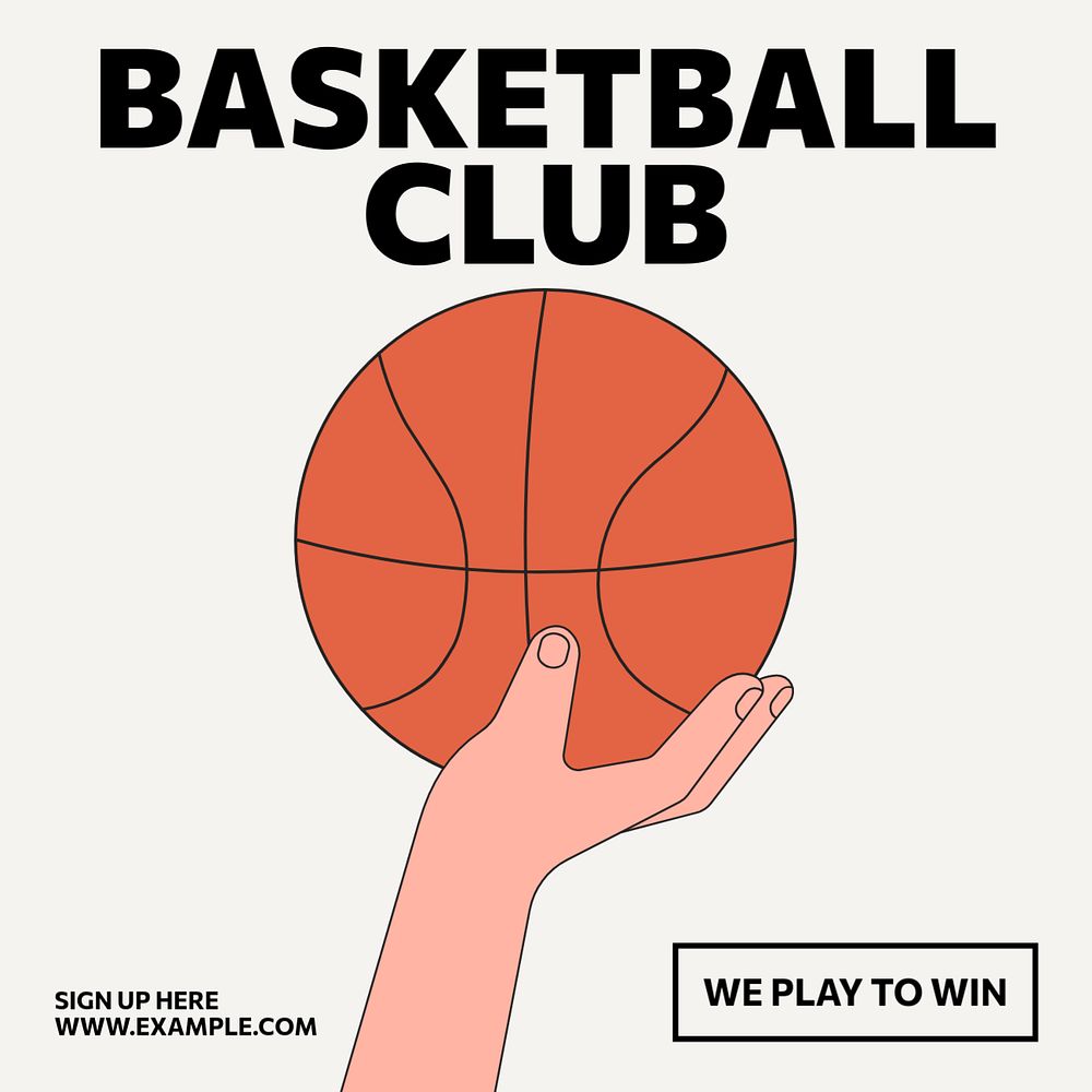 Basketball club Instagram post template, editable text