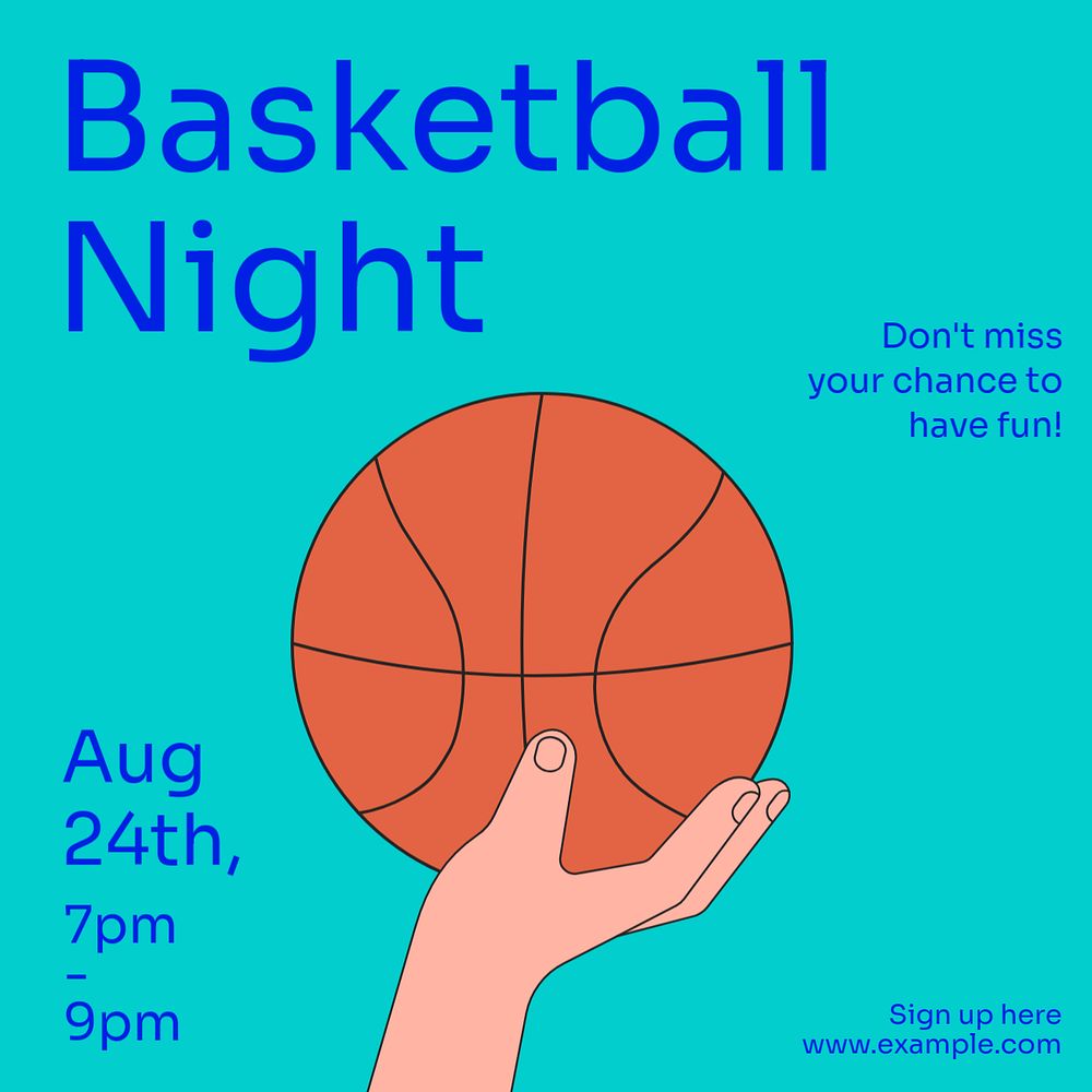 Basketball night Instagram post template, editable text