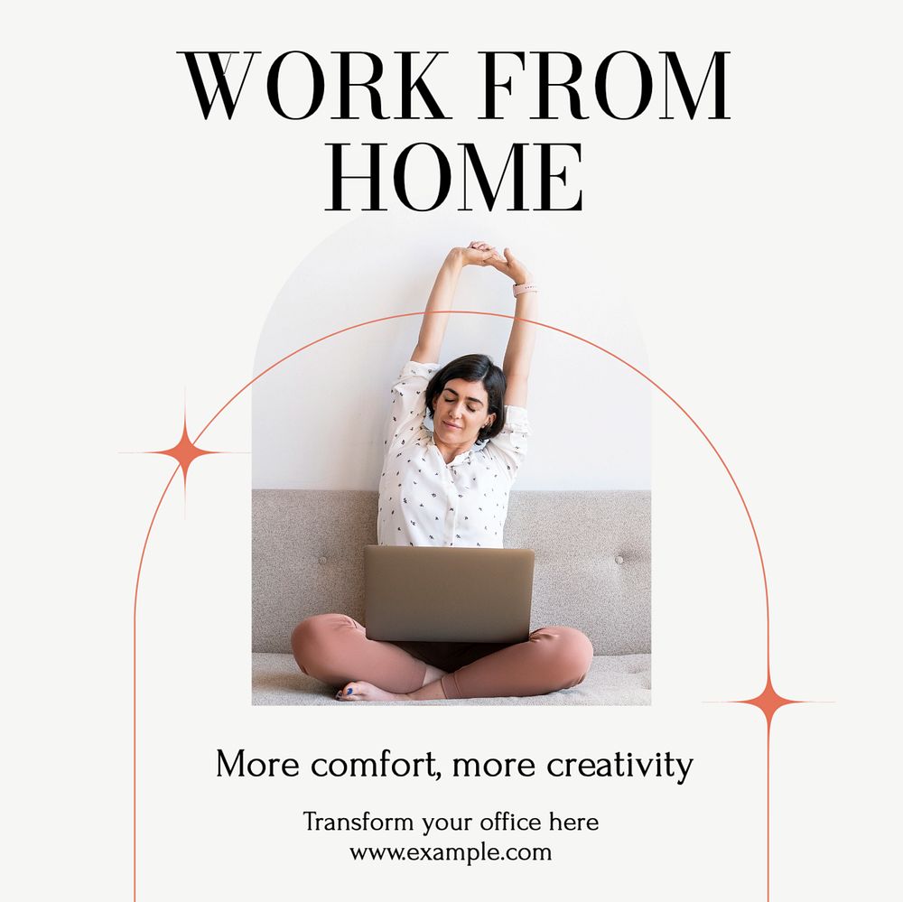 Work home Instagram post template, | Premium Editable Template - rawpixel