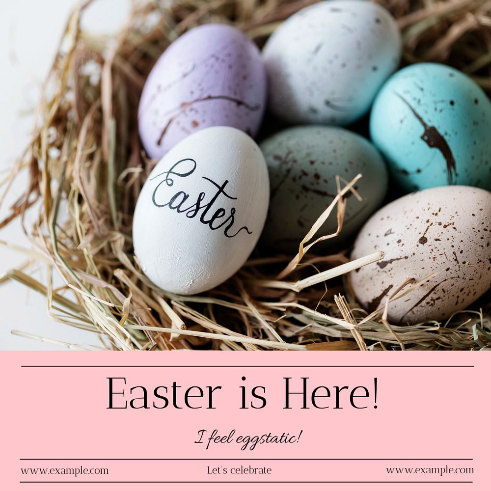 Easter eggs Instagram post template, editable text