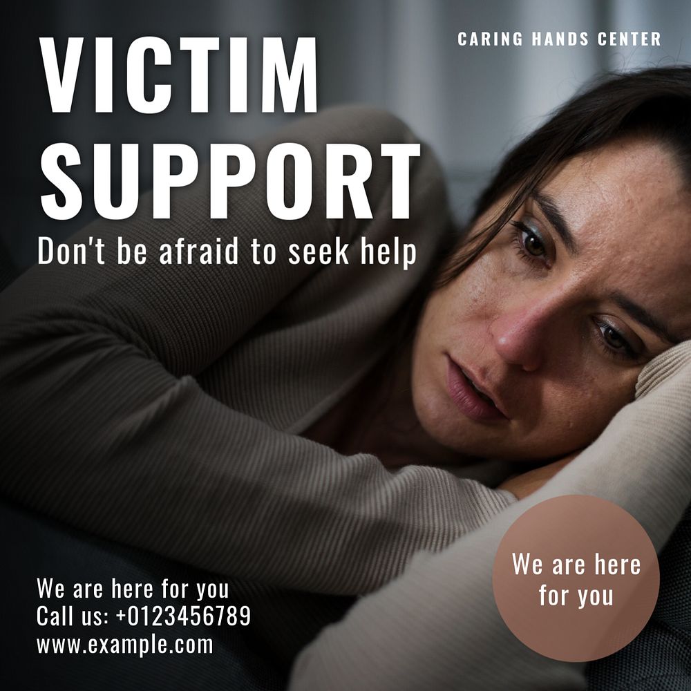 Victim support  Instagram post template, editable text