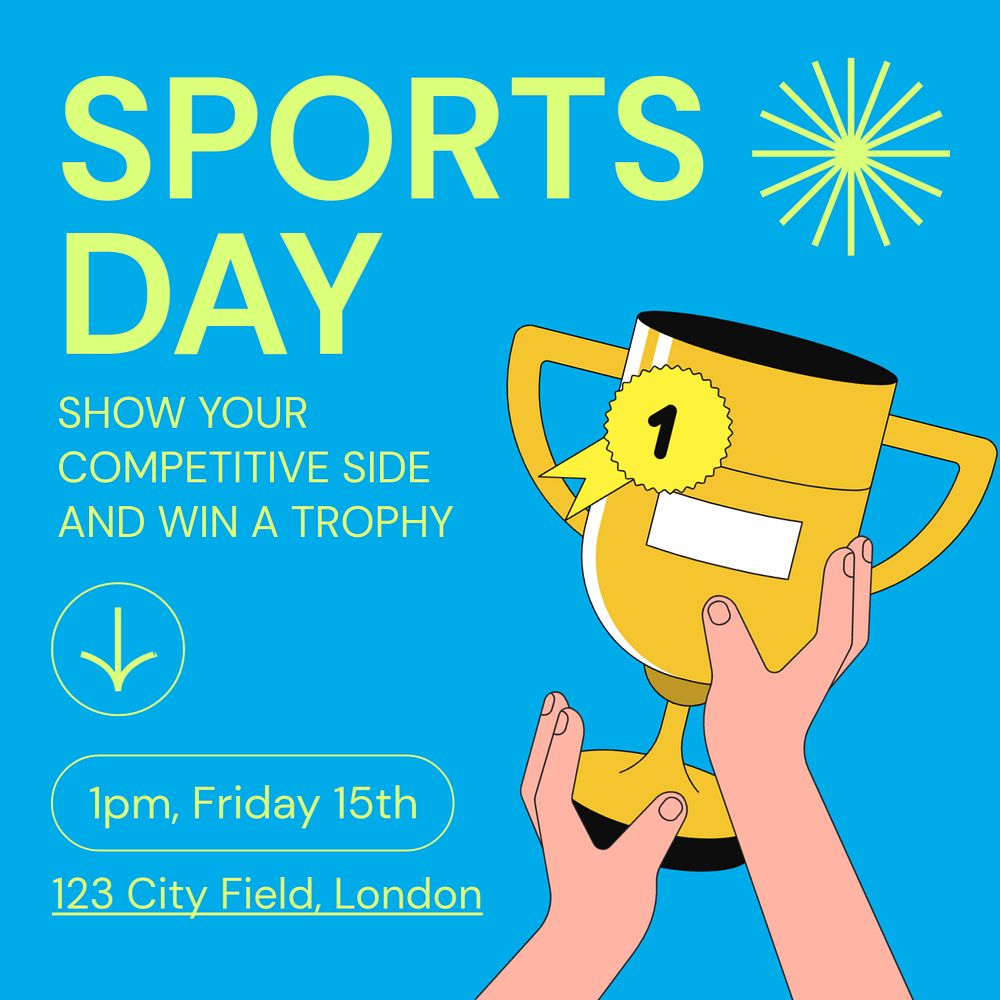 Sports day Instagram post template, editable text