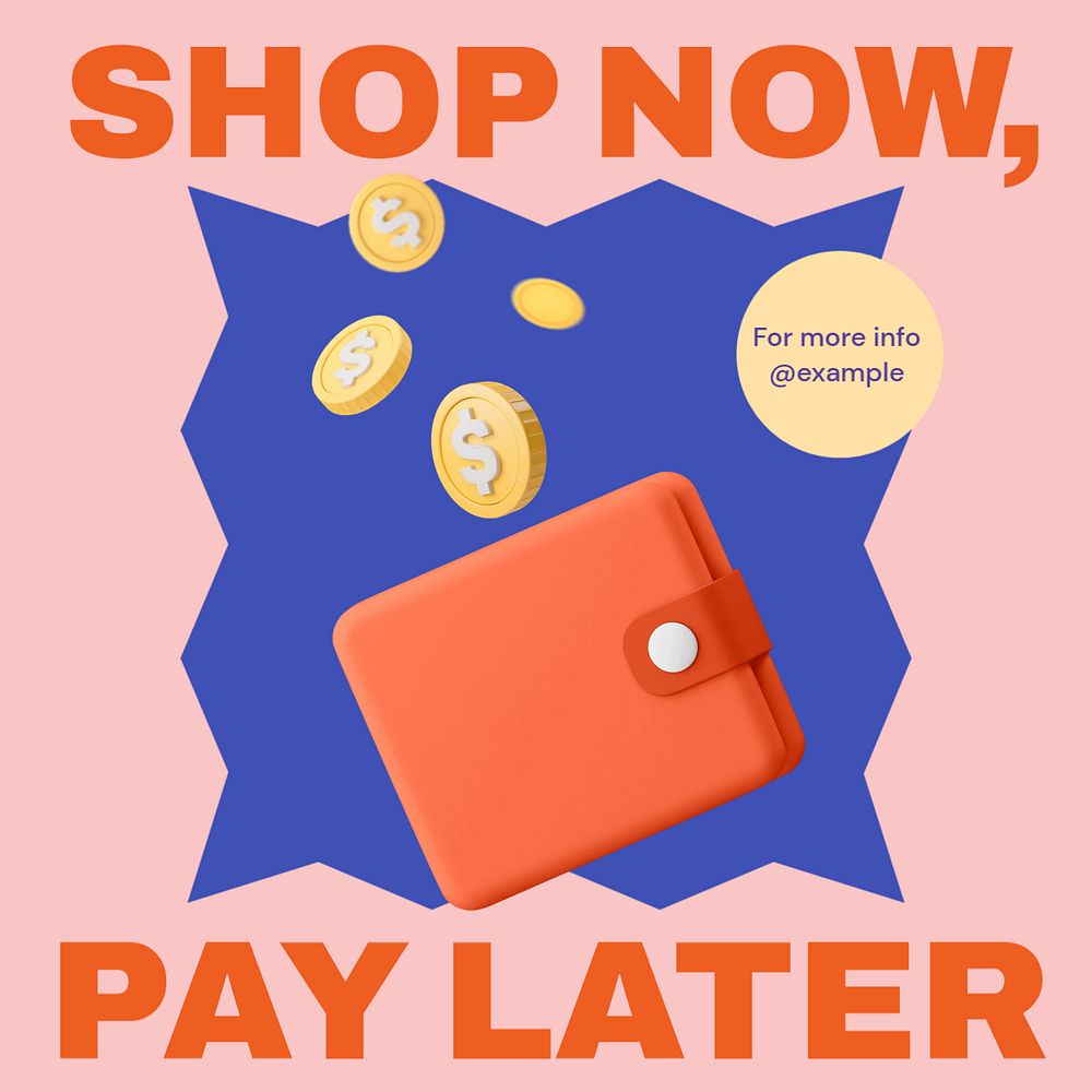 Shop now, pay later Instagram post template, editable text