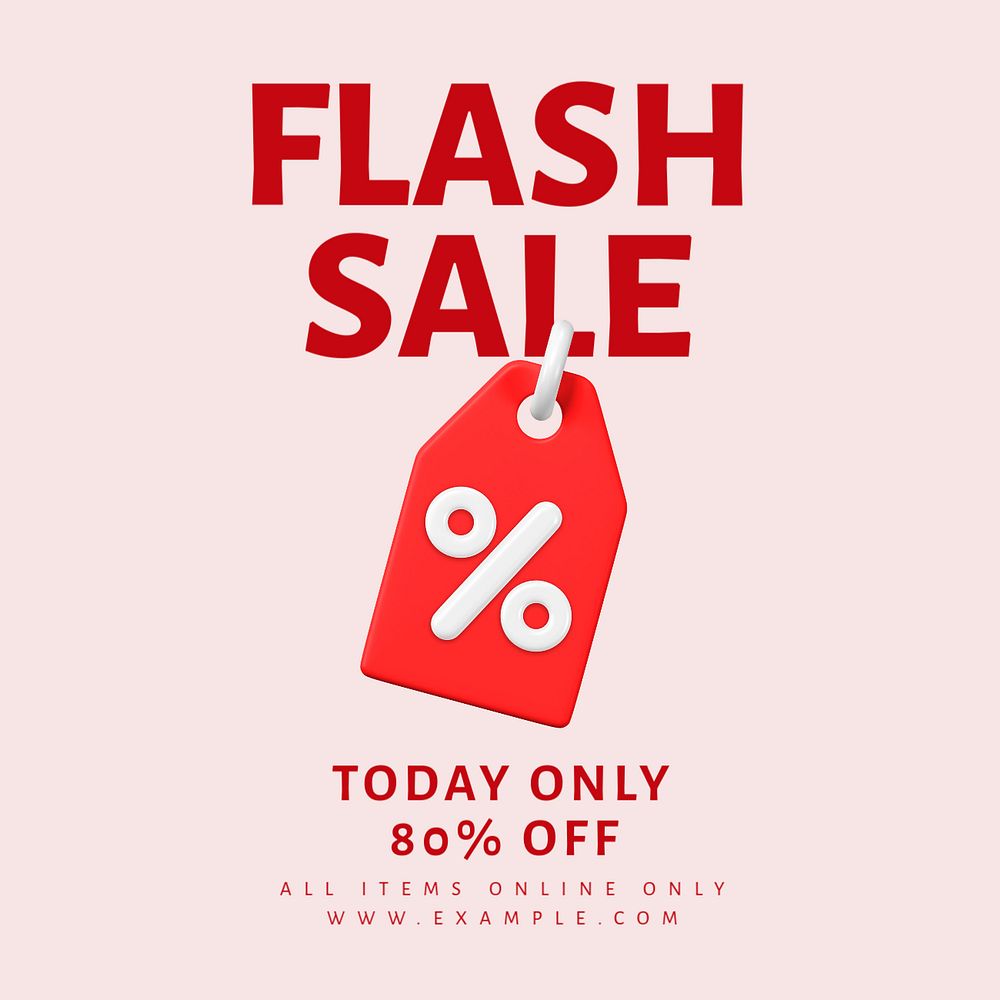 Flash sale Instagram post template, editable text