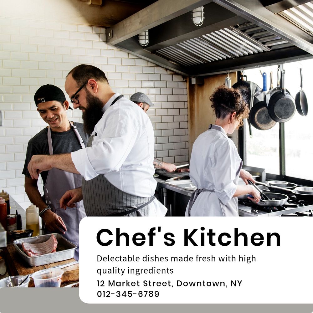 Chef's kitchen Instagram post template, editable text