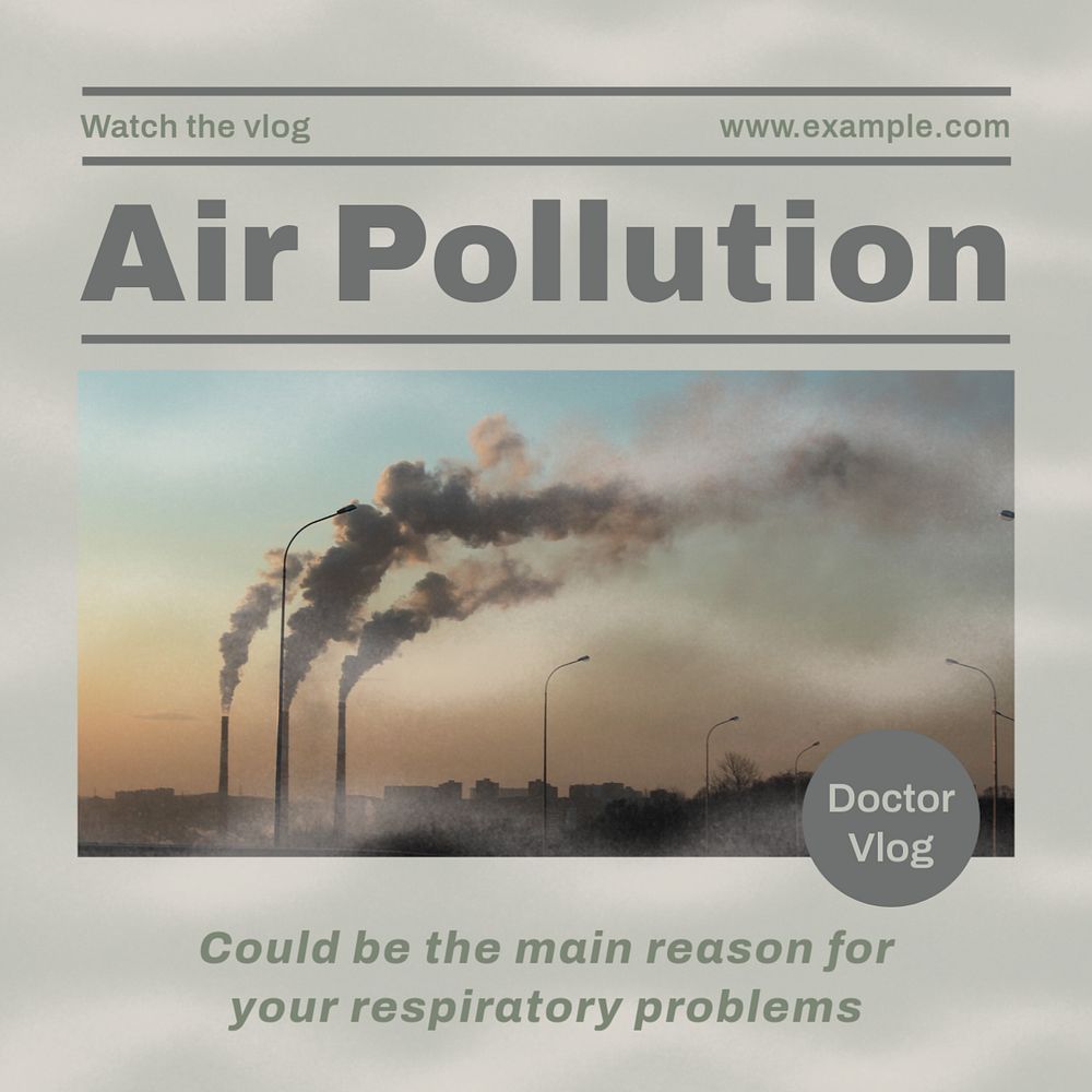 Air pollution Instagram post template, editable text