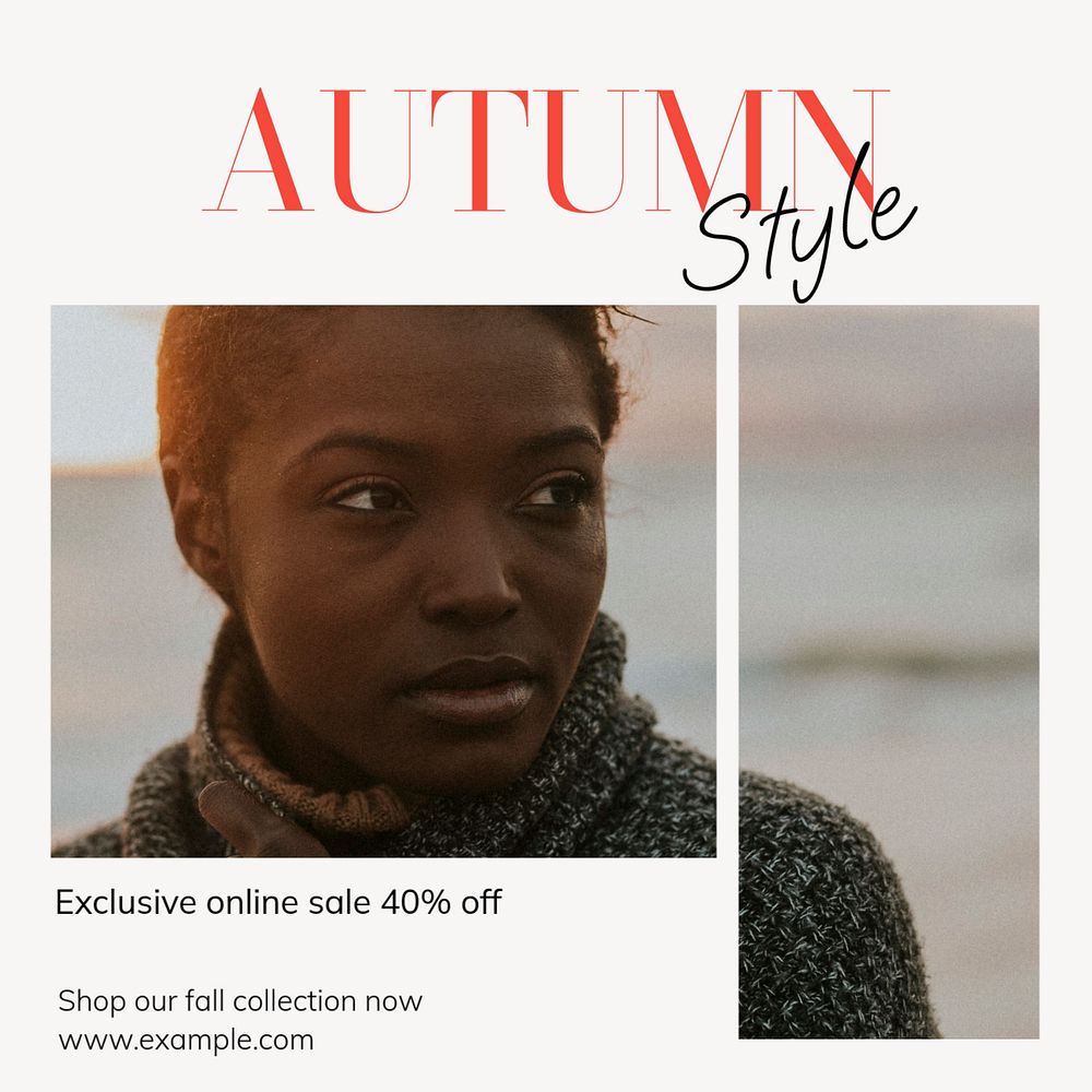 Autumn style Instagram post template, editable text