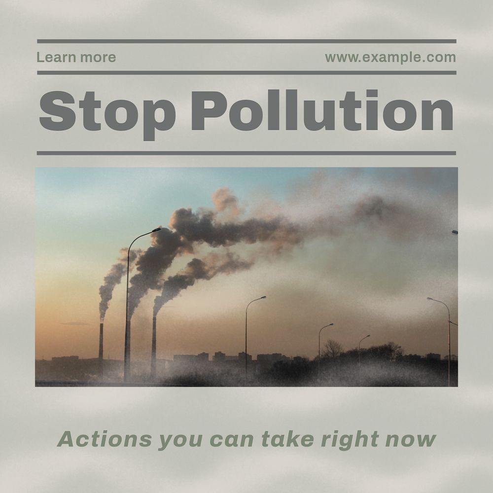 Stop pollution Instagram post template, editable text