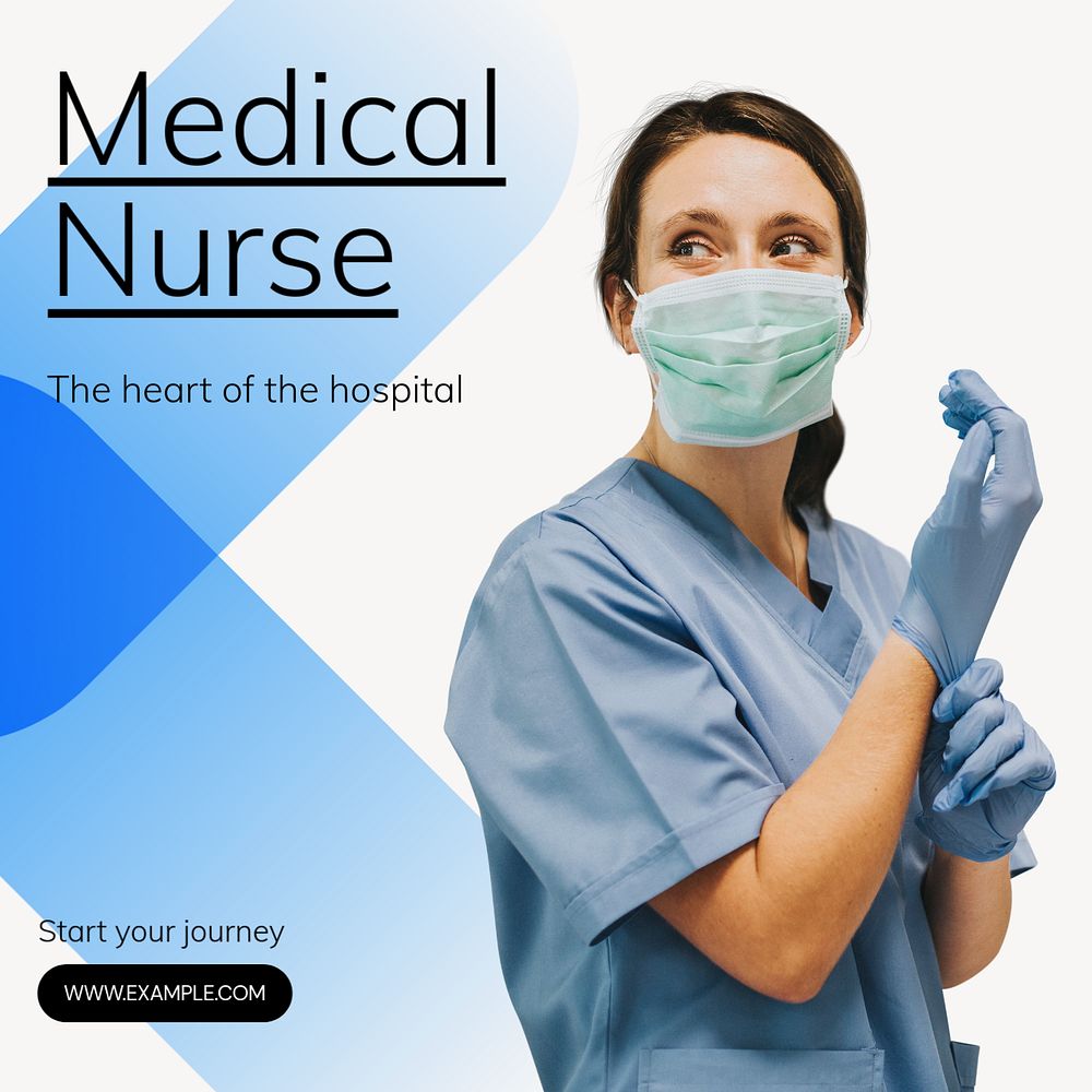 Medical nurse Instagram post template, editable text