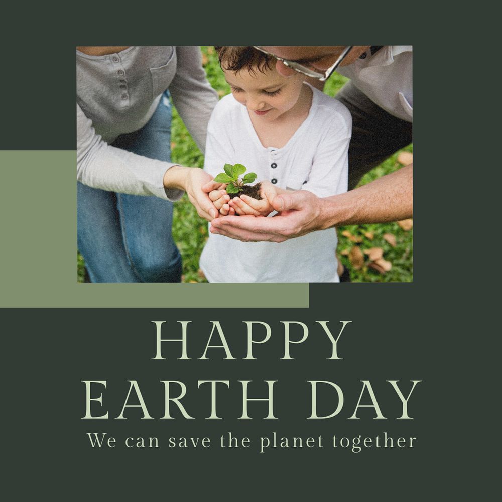 Happy earth day Instagram post template, editable text