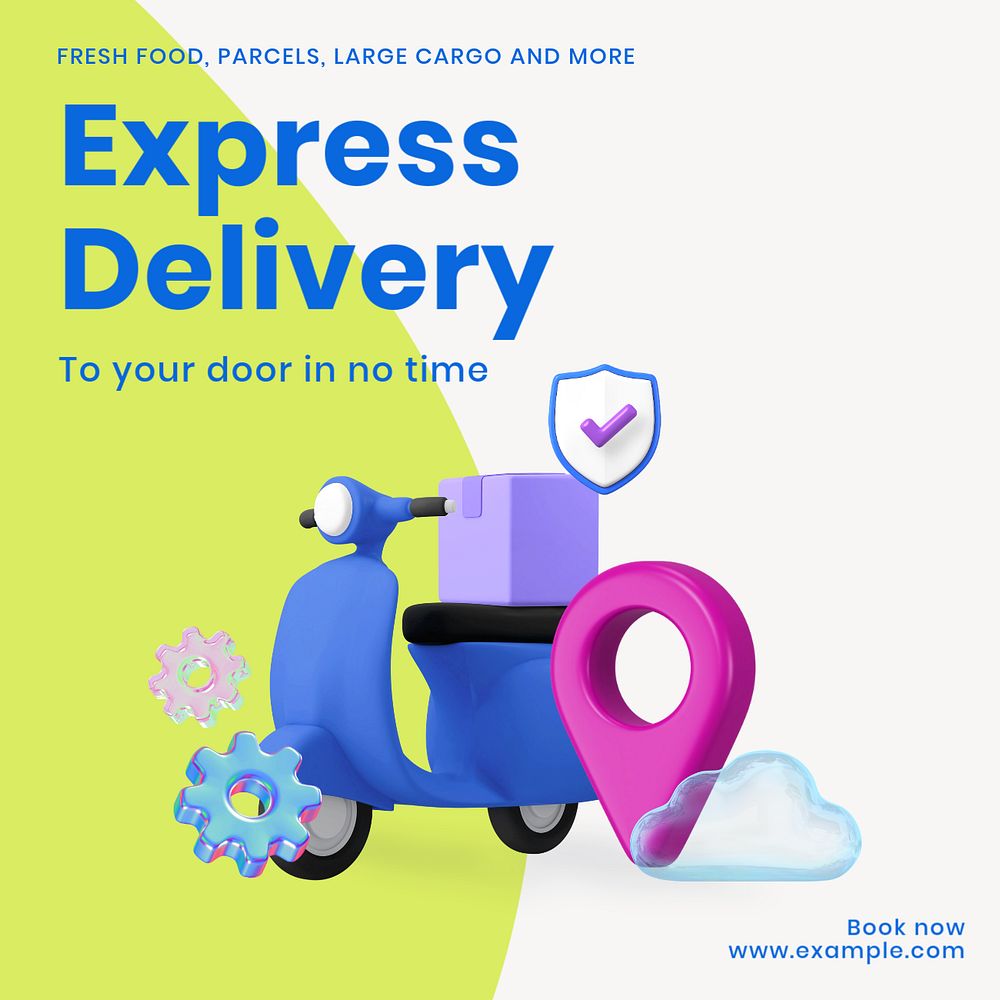 Express delivery Instagram post template, editable text