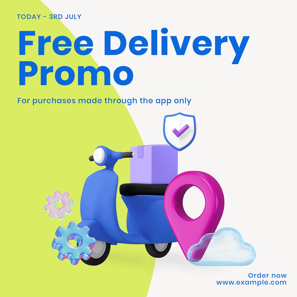 Free delivery promo Instagram post template, editable text