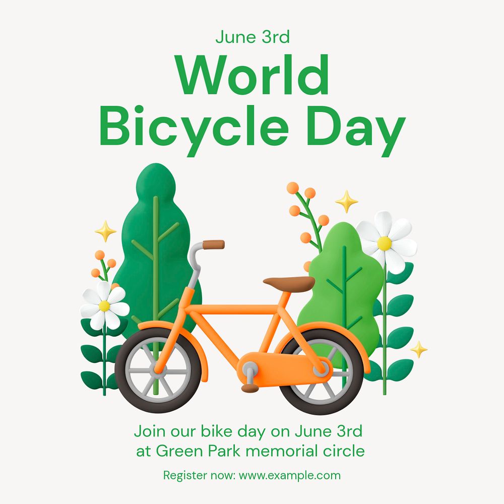 World bicycle day Instagram post template, editable text