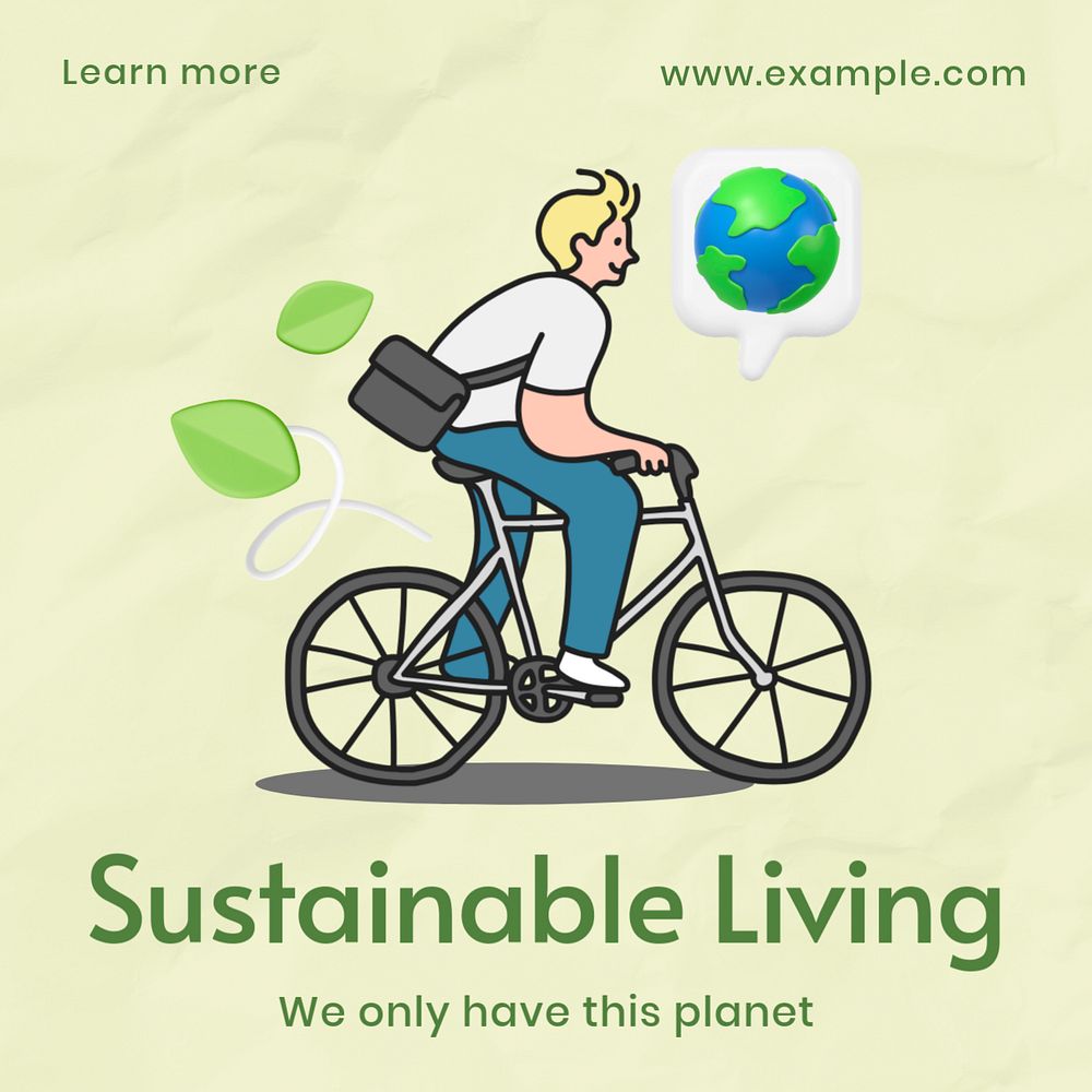 Sustainable living Instagram post template, editable text