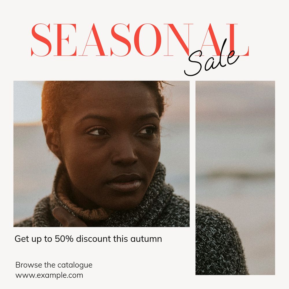 Seasonal sale Instagram post template, editable text