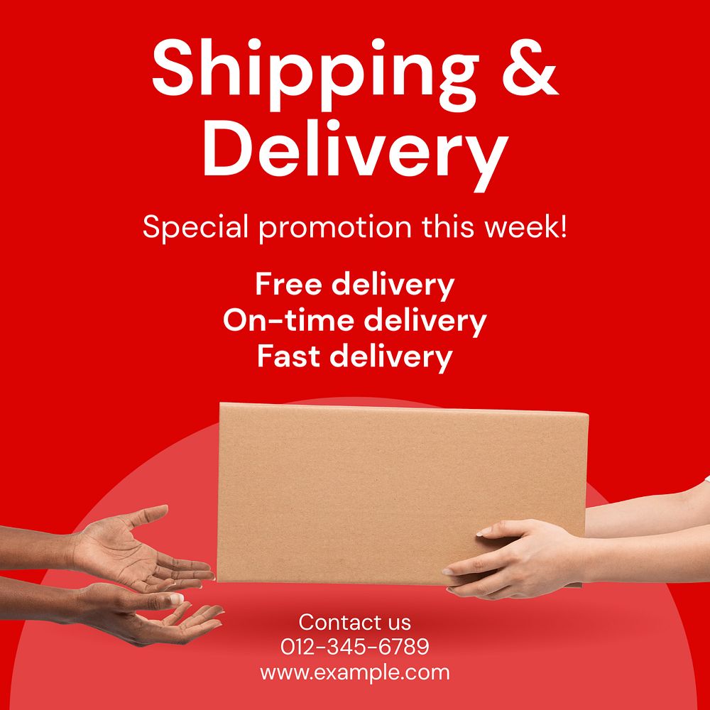 Shipping & delivery Instagram post template, editable text