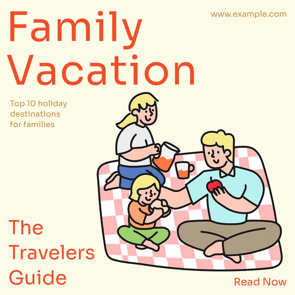 Family vacation Instagram post template, editable text